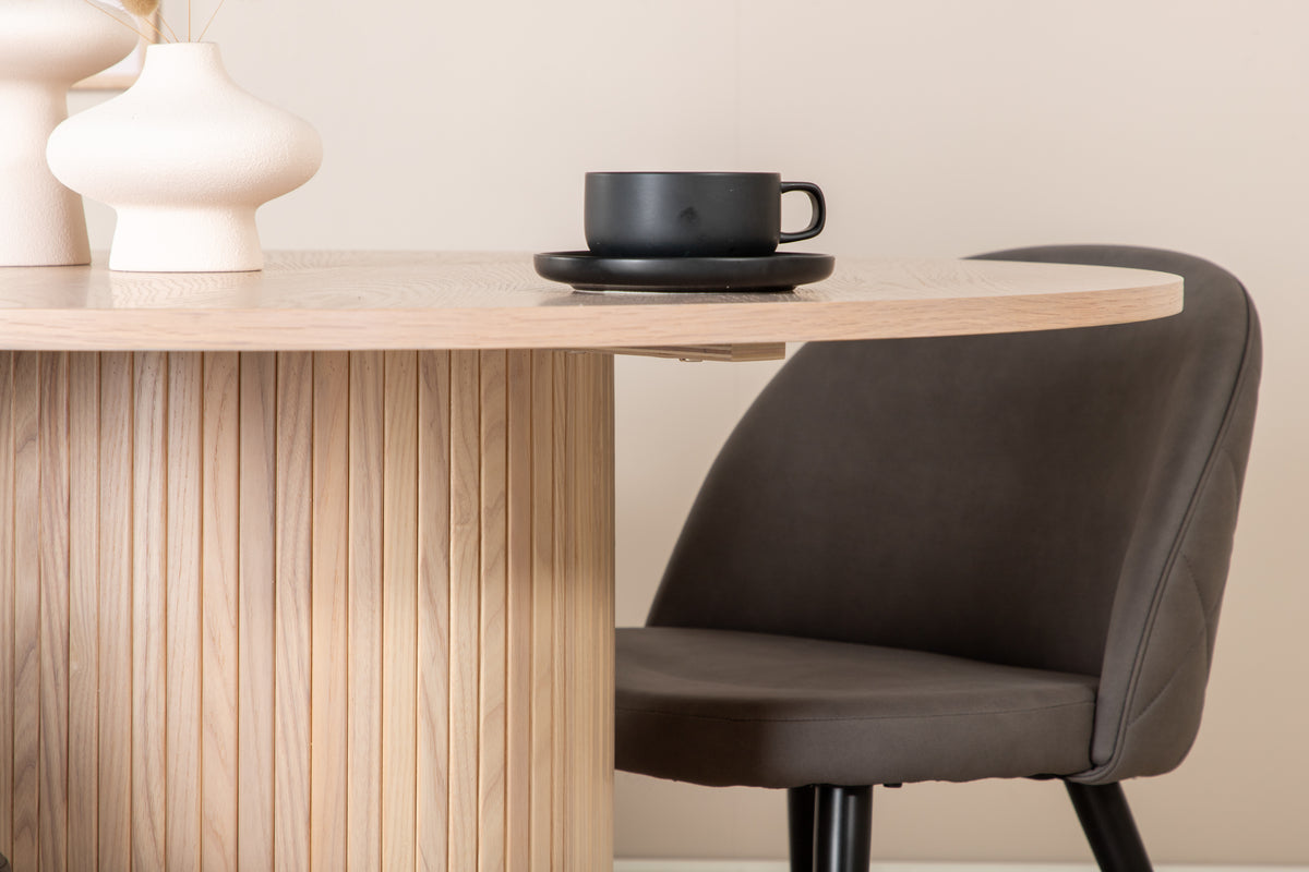 Venture Design Bianca & Velvet Matbord ⌀110 + Matstolar Grå