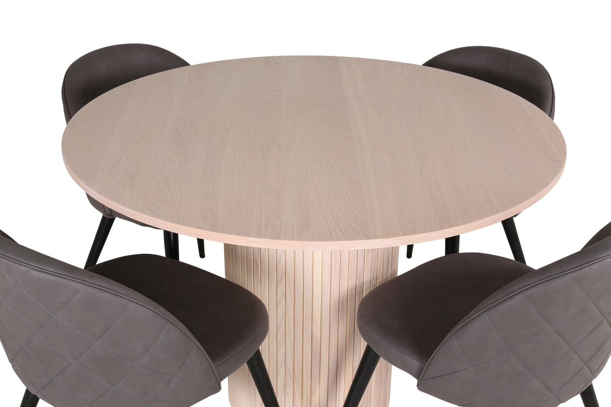 Venture Design Bianca & Velvet Matbord ⌀110 + Matstolar Grå