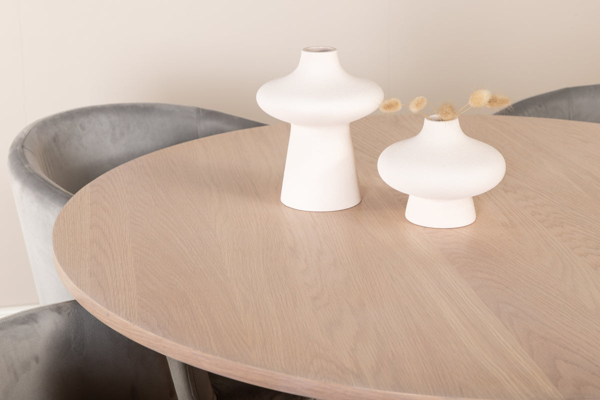 Venture Design Berit & Bianca Matstolar Grå + Runda Matbord ⌀110 Vitputsad