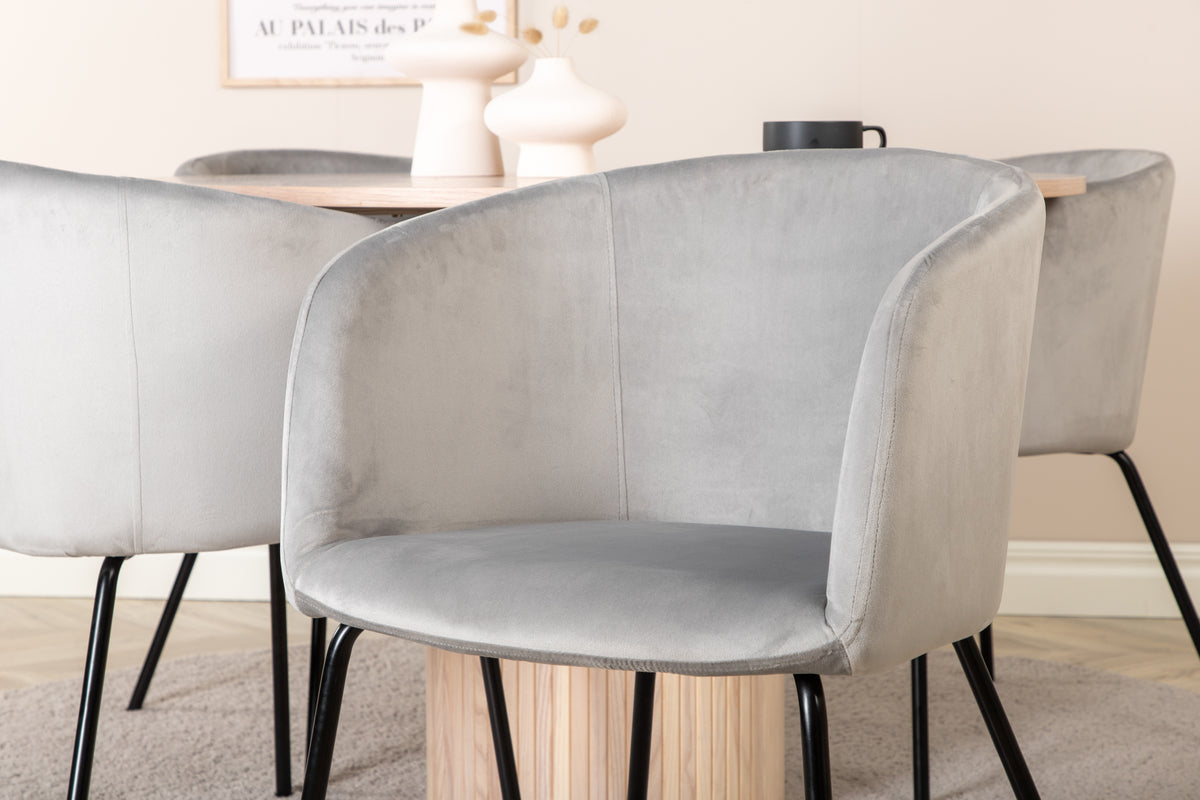 Venture Design Berit & Bianca Matstolar Grå + Runda Matbord ⌀110 Vitputsad