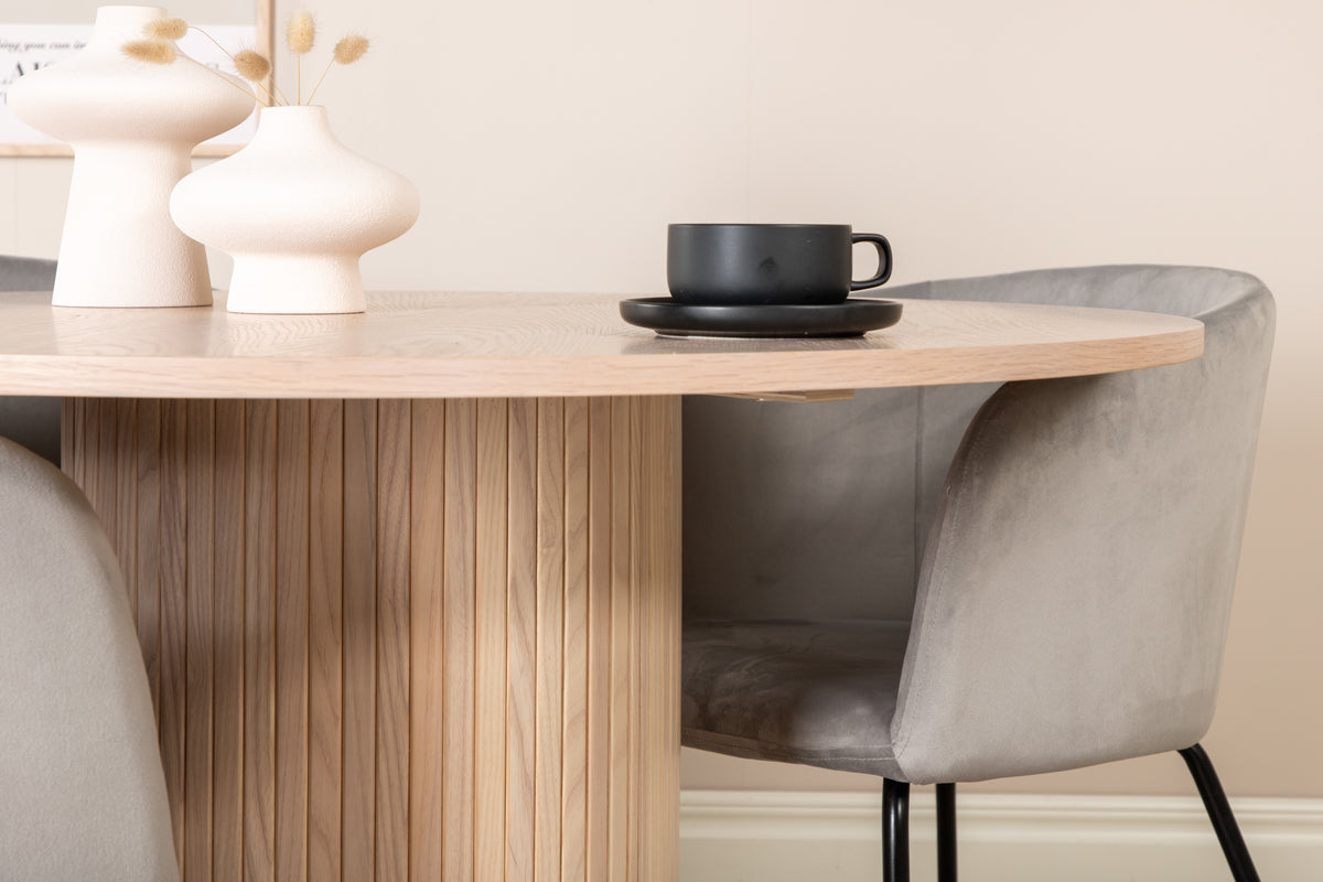Venture Design Berit & Bianca Matstolar Grå + Runda Matbord ⌀110 Vitputsad