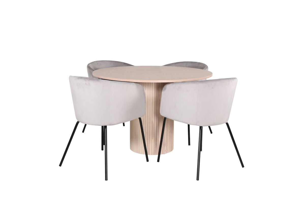 Venture Design Berit & Bianca Matstolar Grå + Runda Matbord ⌀110 Vitputsad