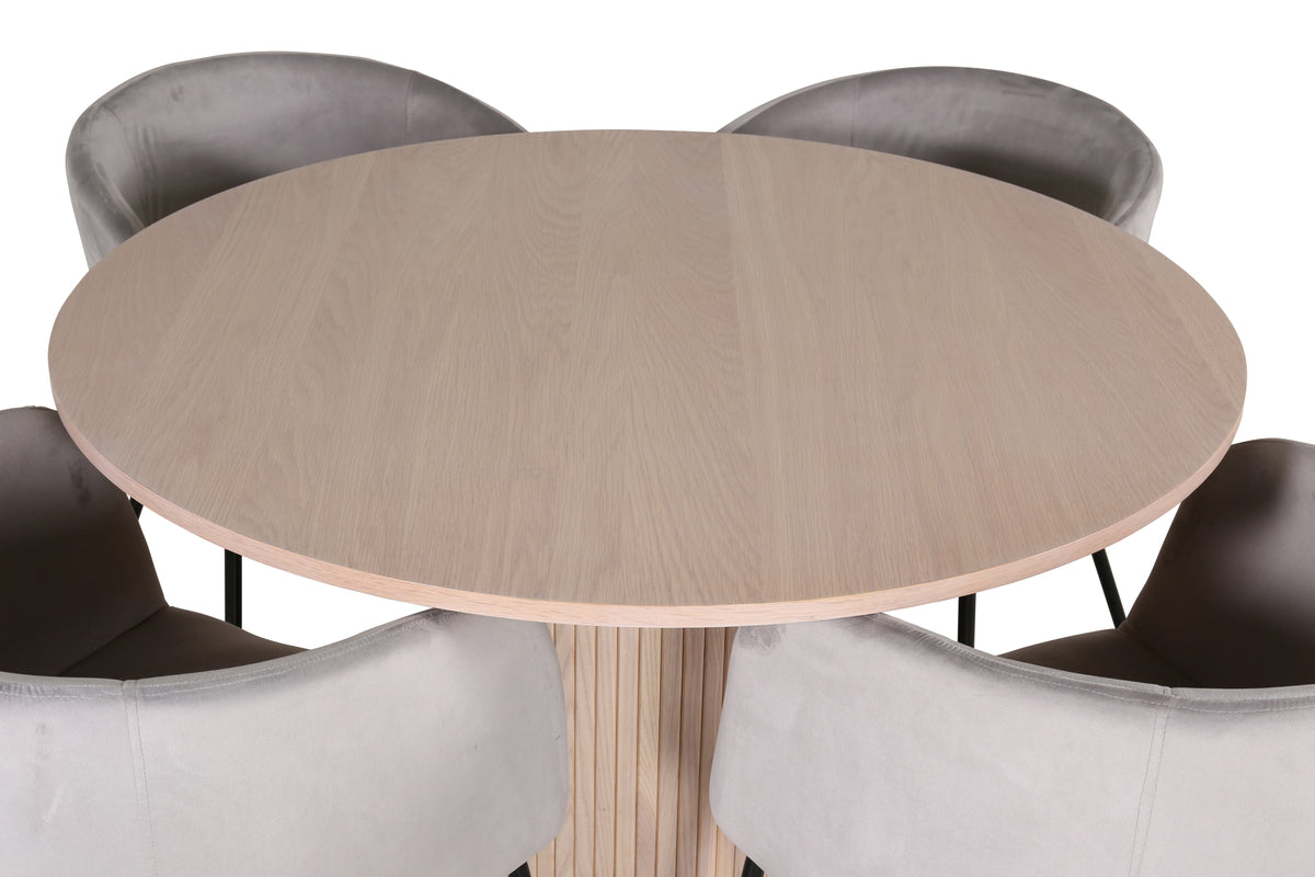 Venture Design Berit & Bianca Matstolar Grå + Runda Matbord ⌀110 Vitputsad