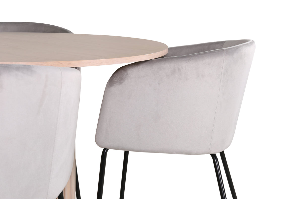Venture Design Berit & Bianca Matstolar Grå + Runda Matbord ⌀110 Vitputsad