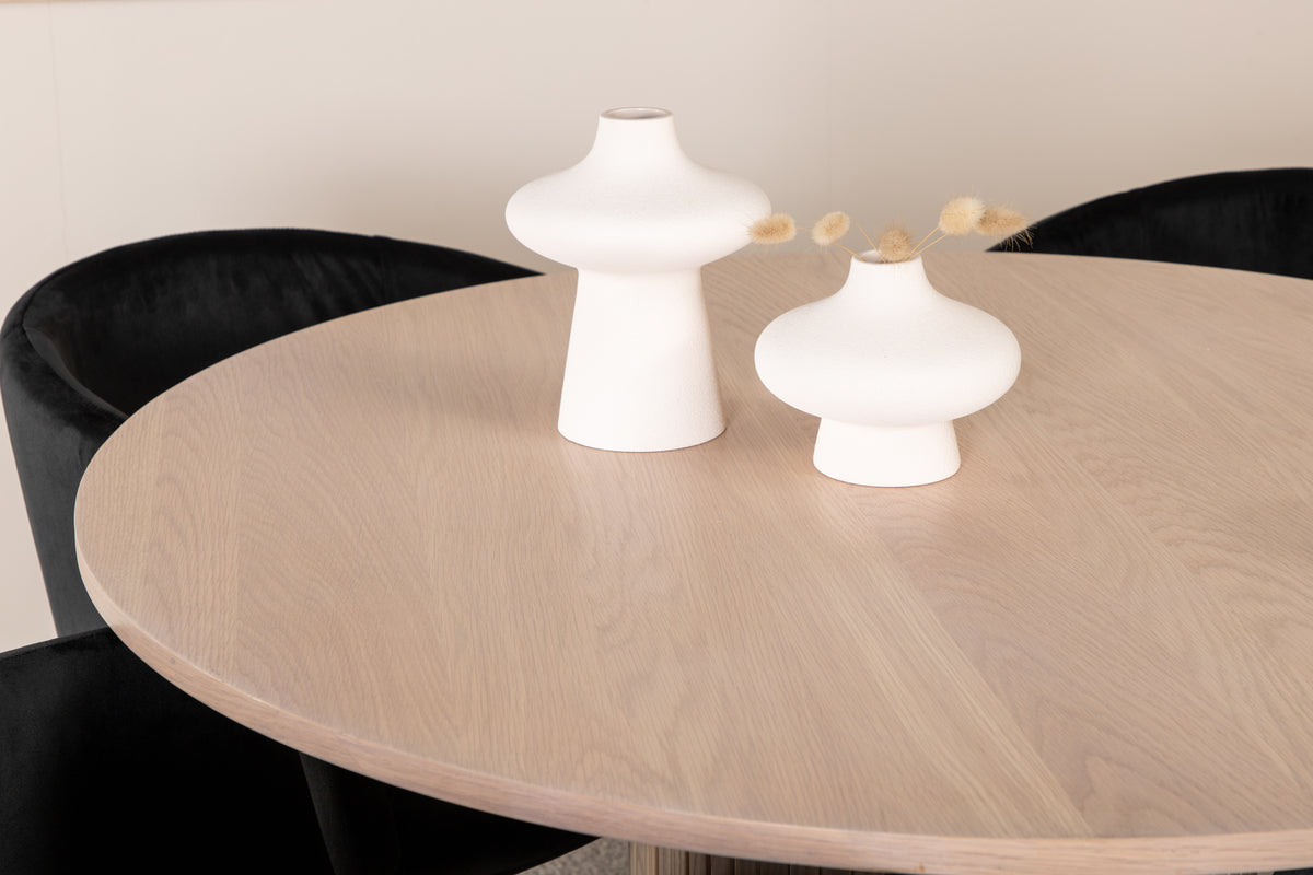 Venture Design Berit & Bianca Matstolar Svart + Runda Matbord ⌀110 Vitputsad