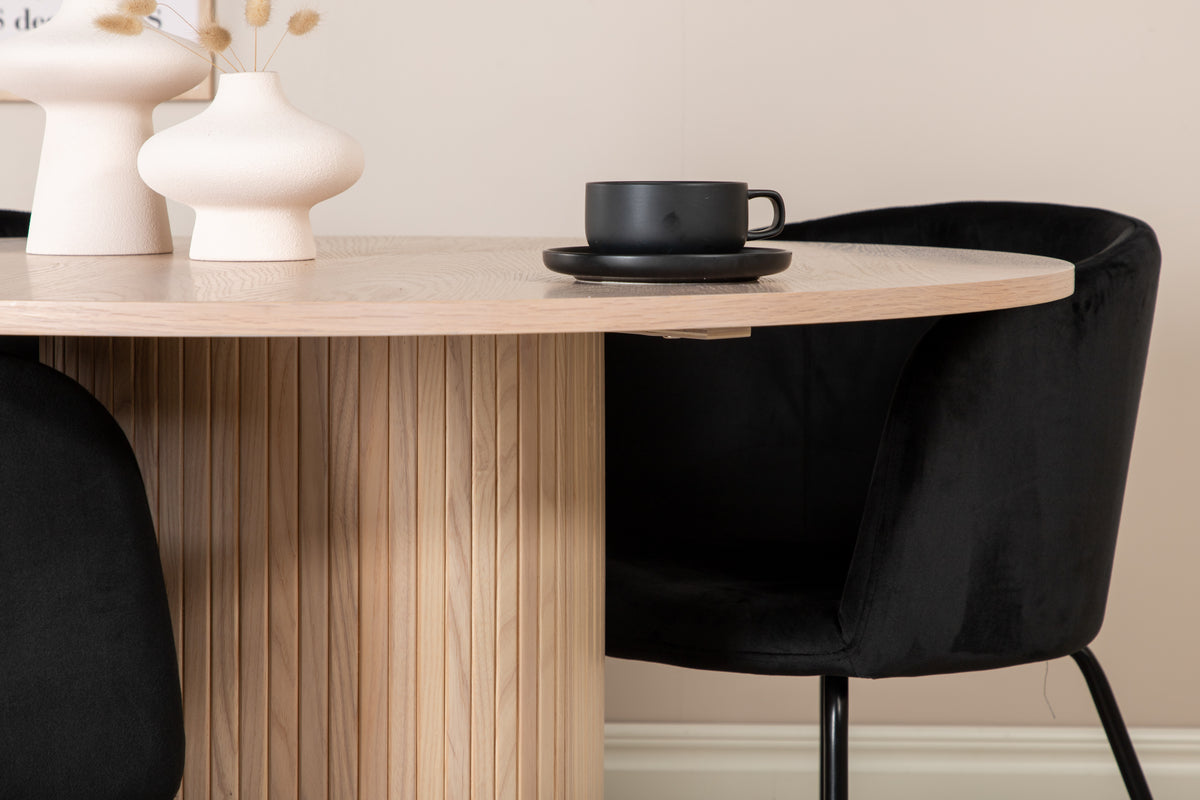 Venture Design Berit & Bianca Matstolar Svart + Runda Matbord ⌀110 Vitputsad