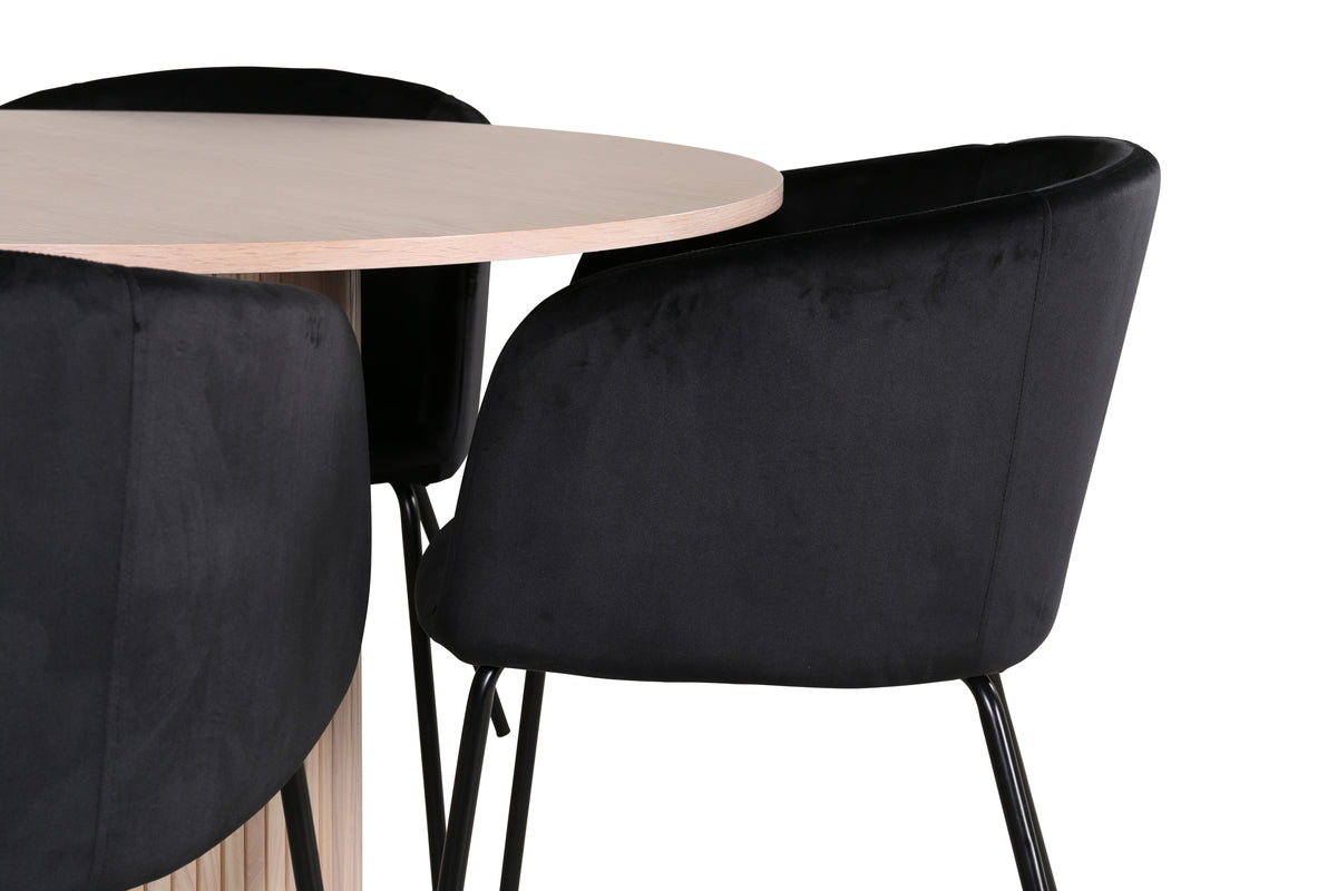 Venture Design Berit & Bianca Matstolar Svart + Runda Matbord ⌀110 Vitputsad