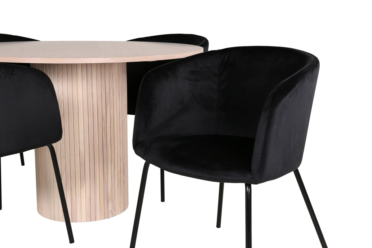 Venture Design Berit & Bianca Matstolar Svart + Runda Matbord ⌀110 Vitputsad