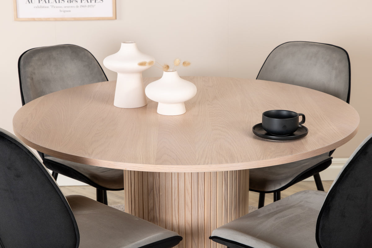 Venture Design Emma & Bianca Matstolar 2-pack Grå + Runda Matbord ⌀110 Vitputsad