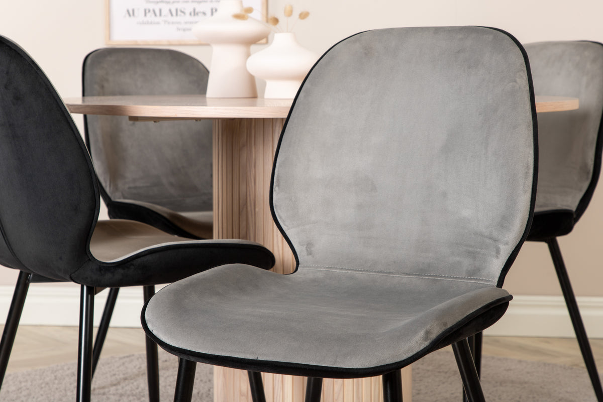Venture Design Emma & Bianca Matstolar 2-pack Grå + Runda Matbord ⌀110 Vitputsad