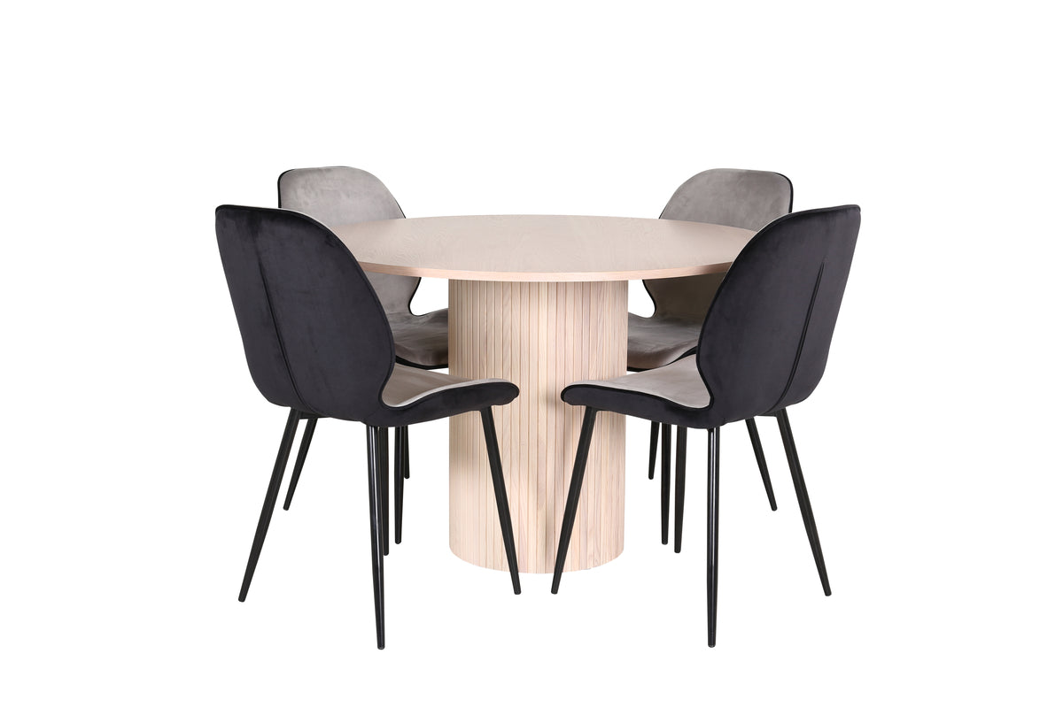 Venture Design Emma & Bianca Matstolar 2-pack Grå + Runda Matbord ⌀110 Vitputsad