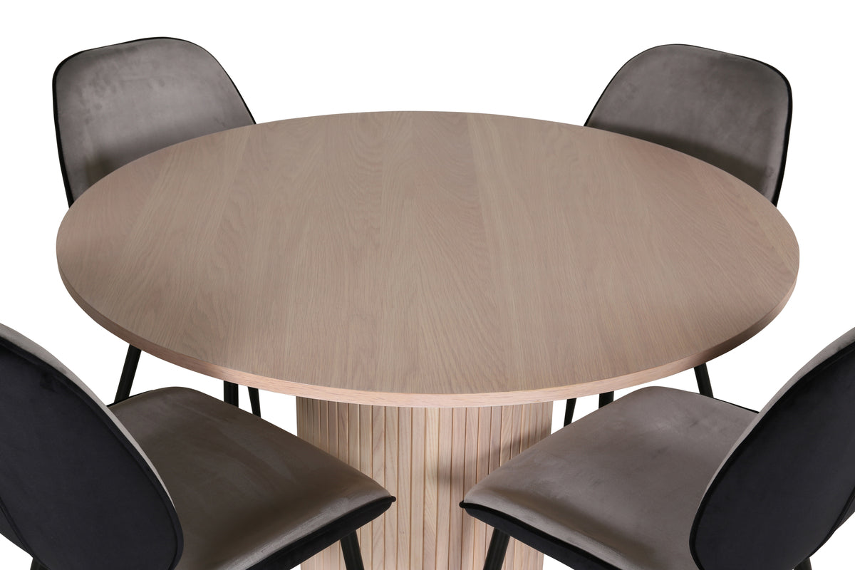 Venture Design Emma & Bianca Matstolar 2-pack Grå + Runda Matbord ⌀110 Vitputsad