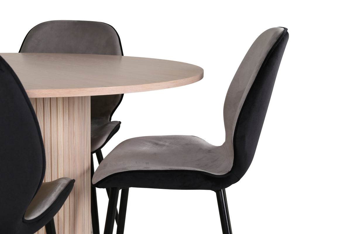 Venture Design Emma & Bianca Matstolar 2-pack Grå + Runda Matbord ⌀110 Vitputsad