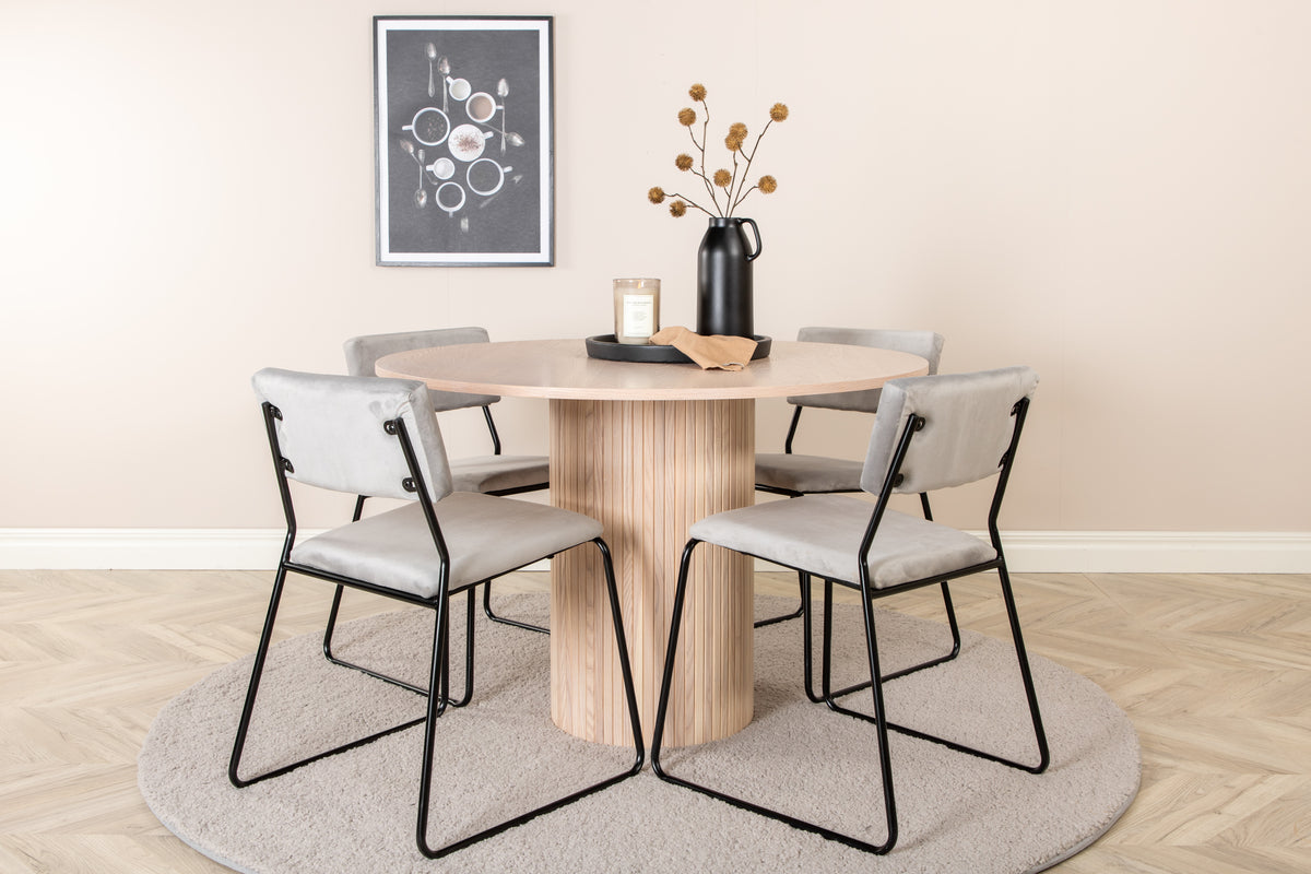 Venture Design Kenth & Bianca Matstolar 2-pack Grå + Runda Matbord ⌀110 Vitputsad