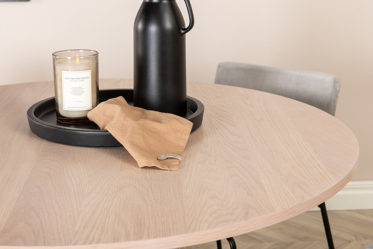 Venture Design Kenth & Bianca Matstolar 2-pack Grå + Runda Matbord ⌀110 Vitputsad