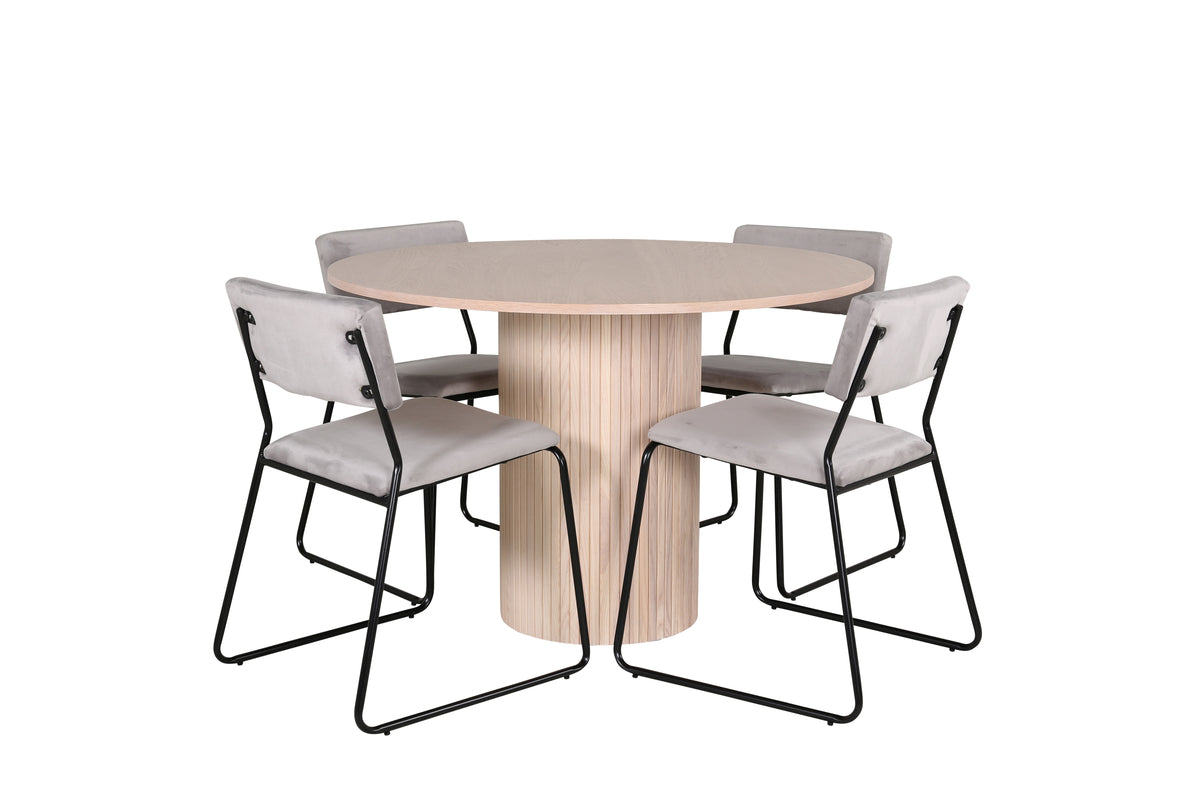 Venture Design Kenth & Bianca Matstolar 2-pack Grå + Runda Matbord ⌀110 Vitputsad