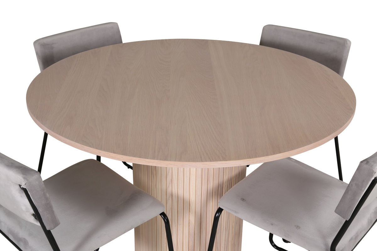 Venture Design Kenth & Bianca Matstolar 2-pack Grå + Runda Matbord ⌀110 Vitputsad