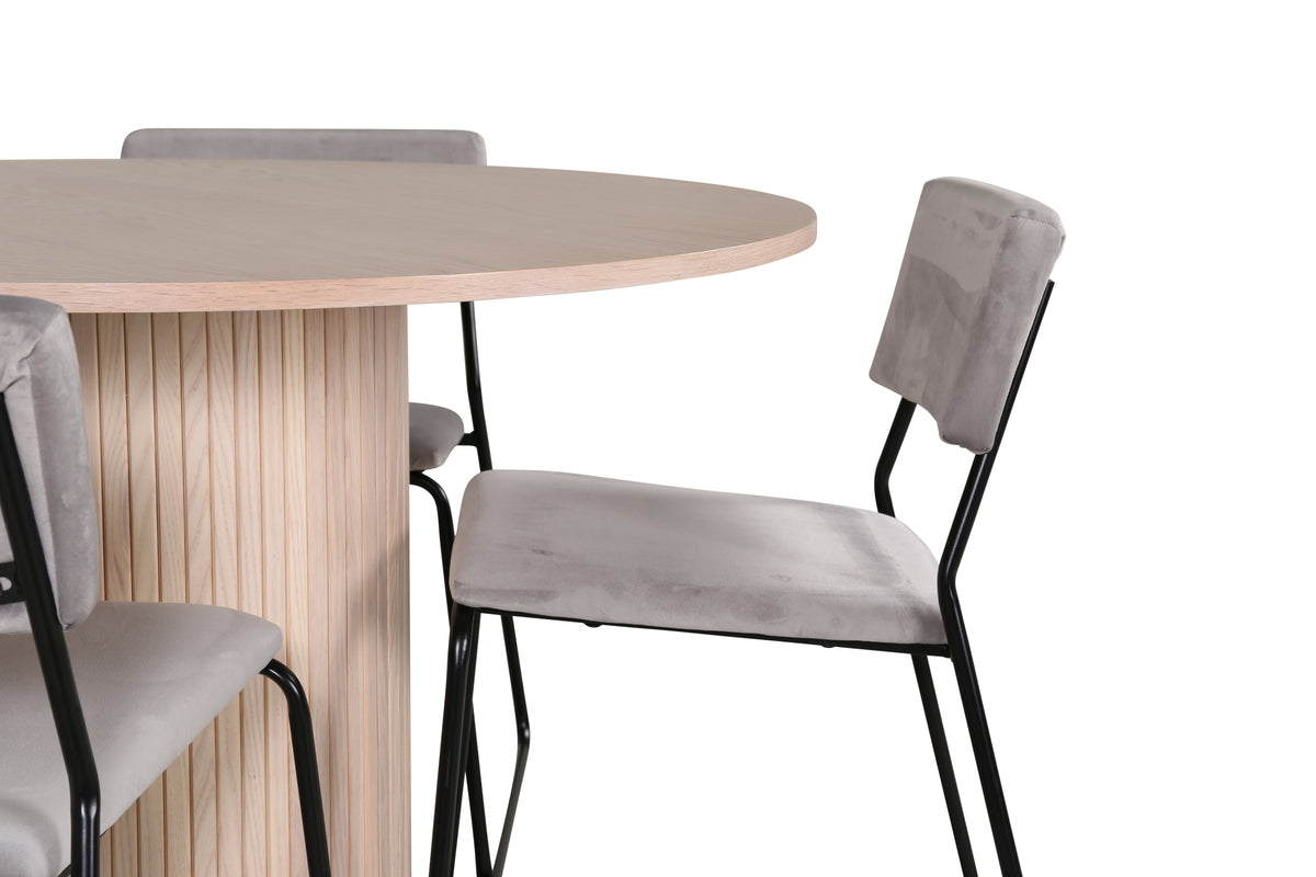 Venture Design Kenth & Bianca Matstolar 2-pack Grå + Runda Matbord ⌀110 Vitputsad