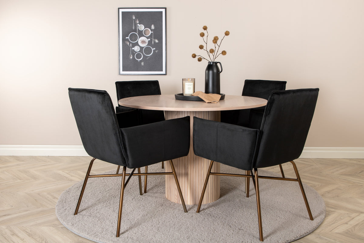 Venture Design Petra & Bianca Matstolar Svart + Matbord ⌀110