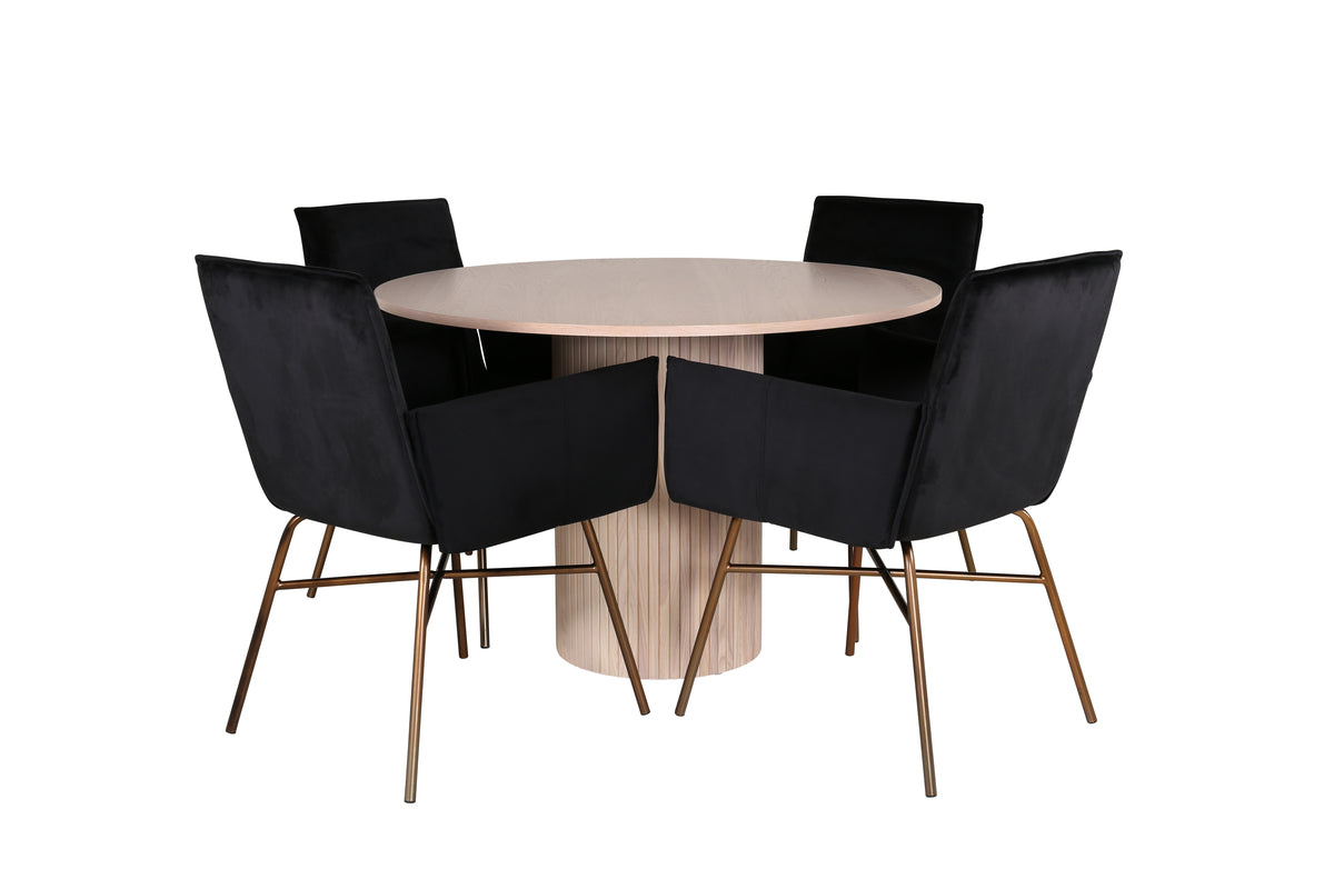 Venture Design Petra & Bianca Matstolar Svart + Matbord ⌀110