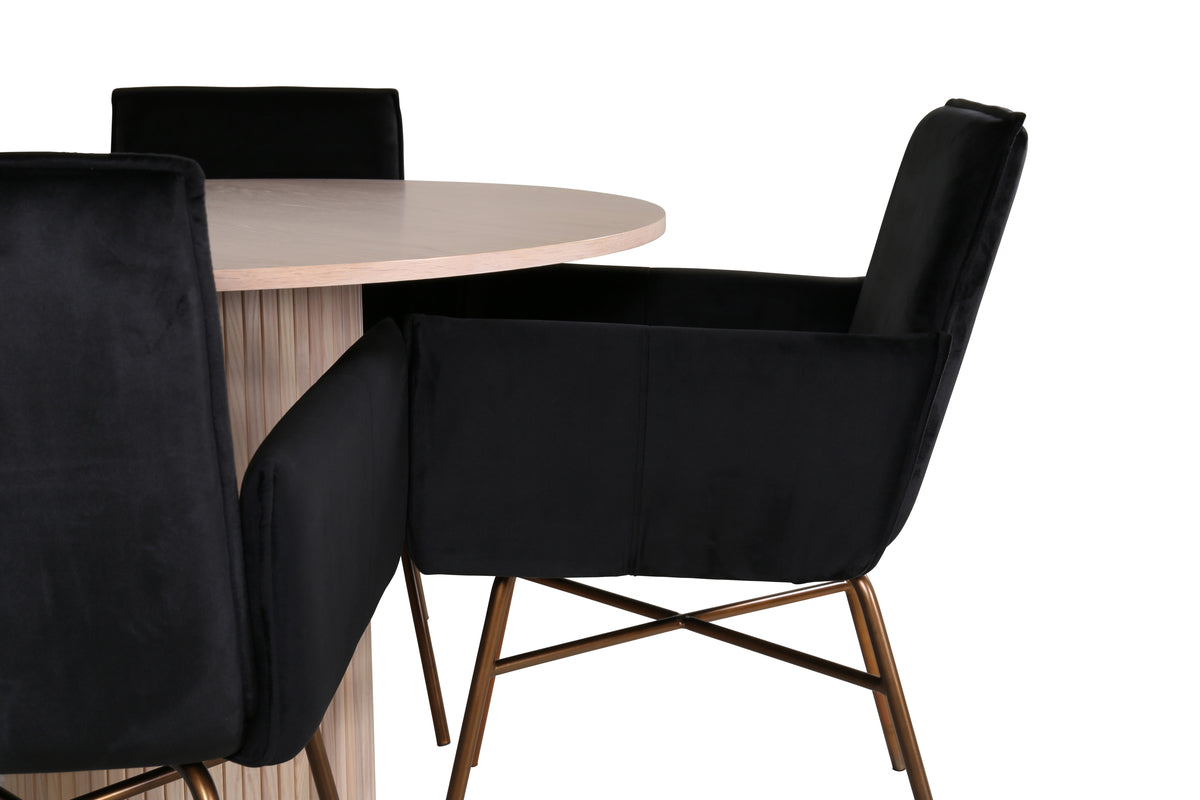 Venture Design Petra & Bianca Matstolar Svart + Matbord ⌀110