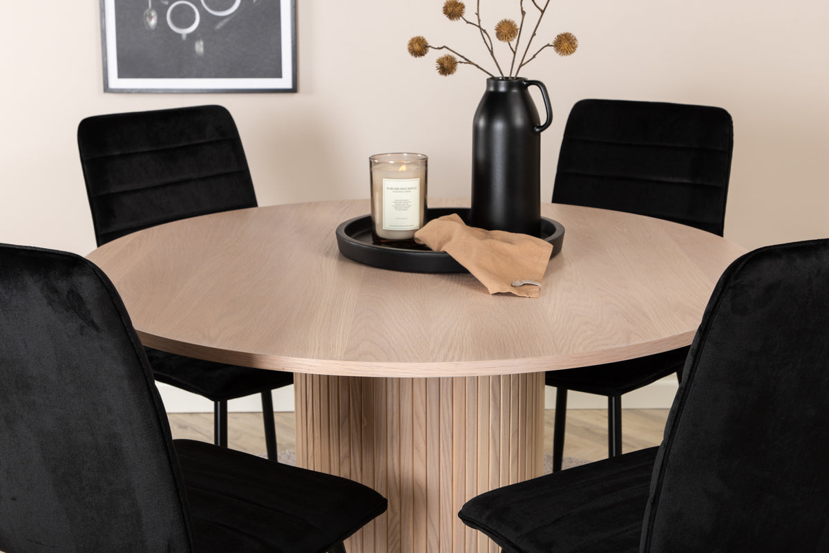 Venture Design Bianca & Windu Runda Matbord ⌀110 Vitputsad + Matstolar 2-pack Svart