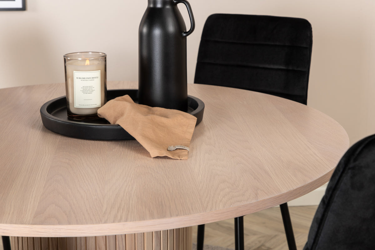 Venture Design Bianca & Windu Runda Matbord ⌀110 Vitputsad + Matstolar 2-pack Svart