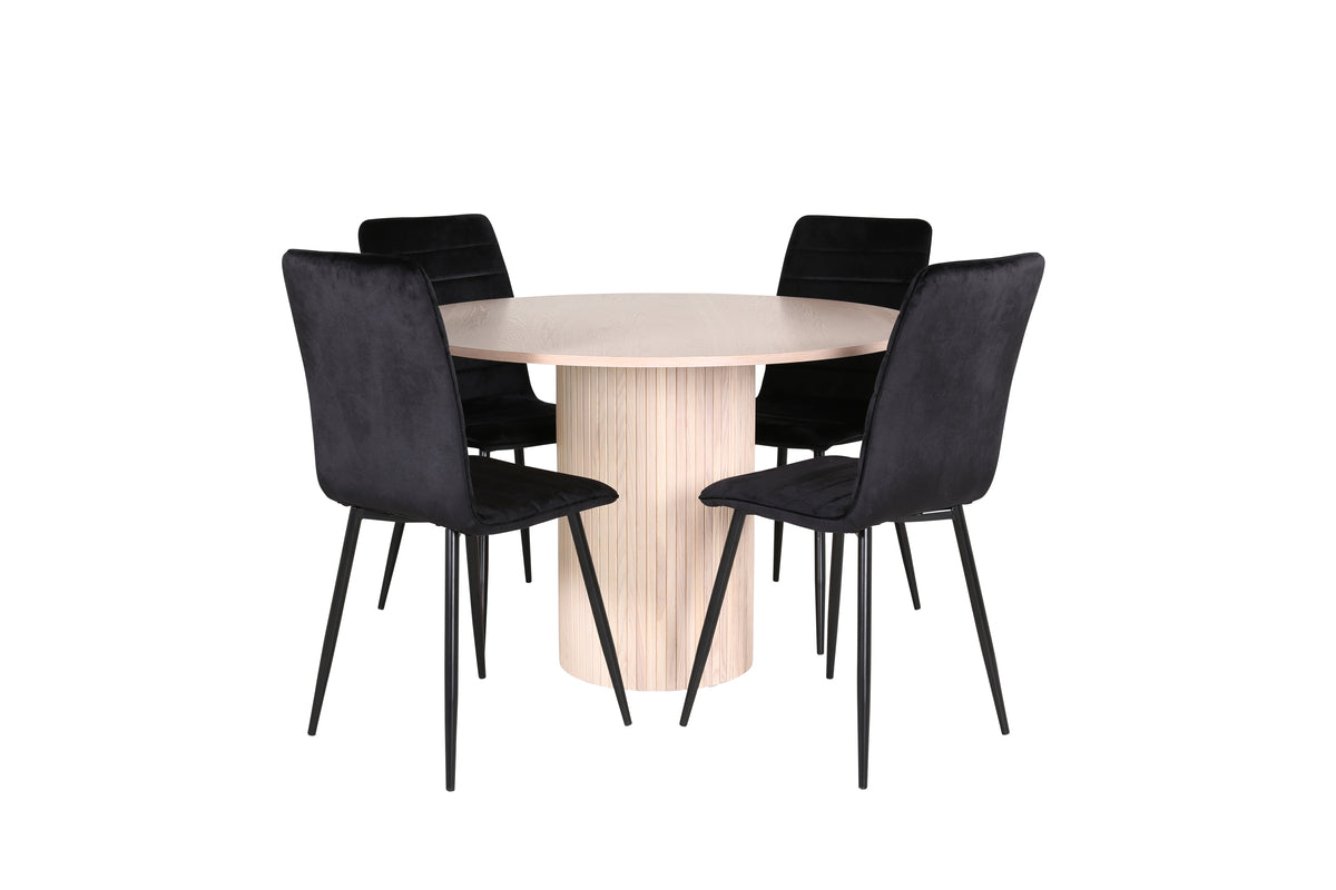 Venture Design Bianca & Windu Runda Matbord ⌀110 Vitputsad + Matstolar 2-pack Svart