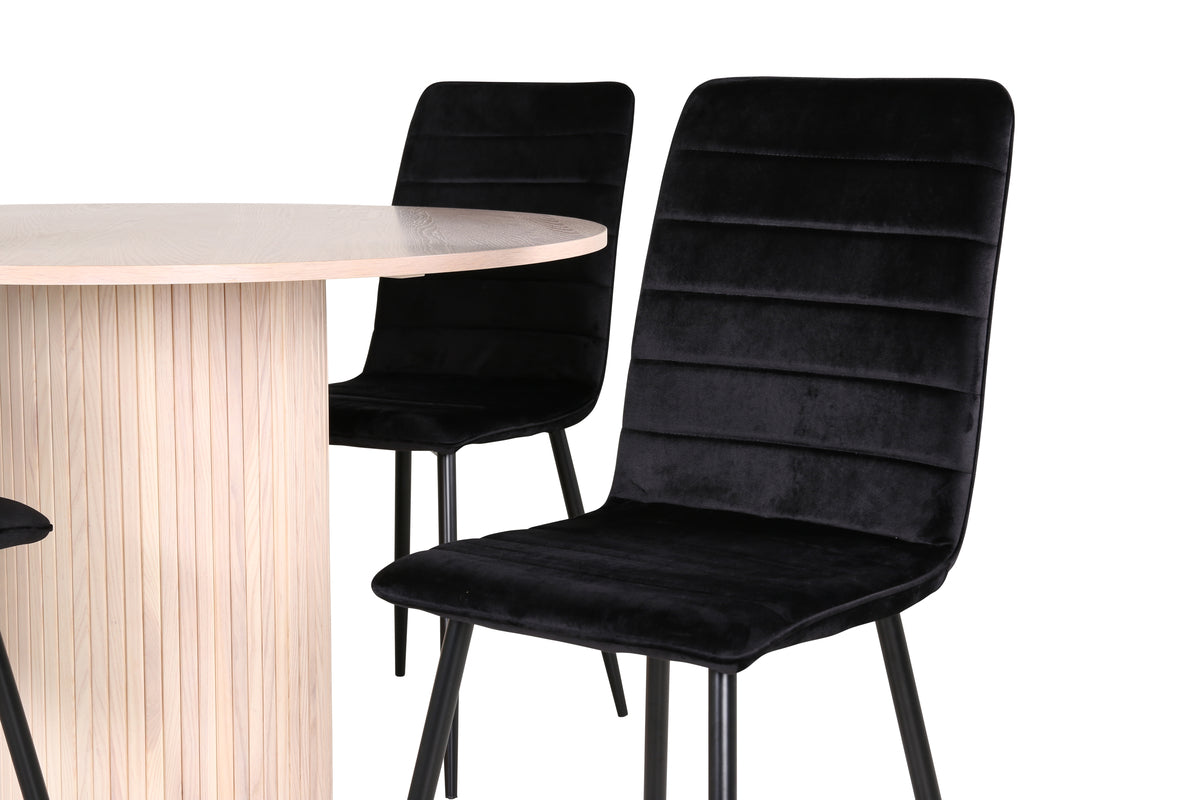 Venture Design Bianca & Windu Runda Matbord ⌀110 Vitputsad + Matstolar 2-pack Svart