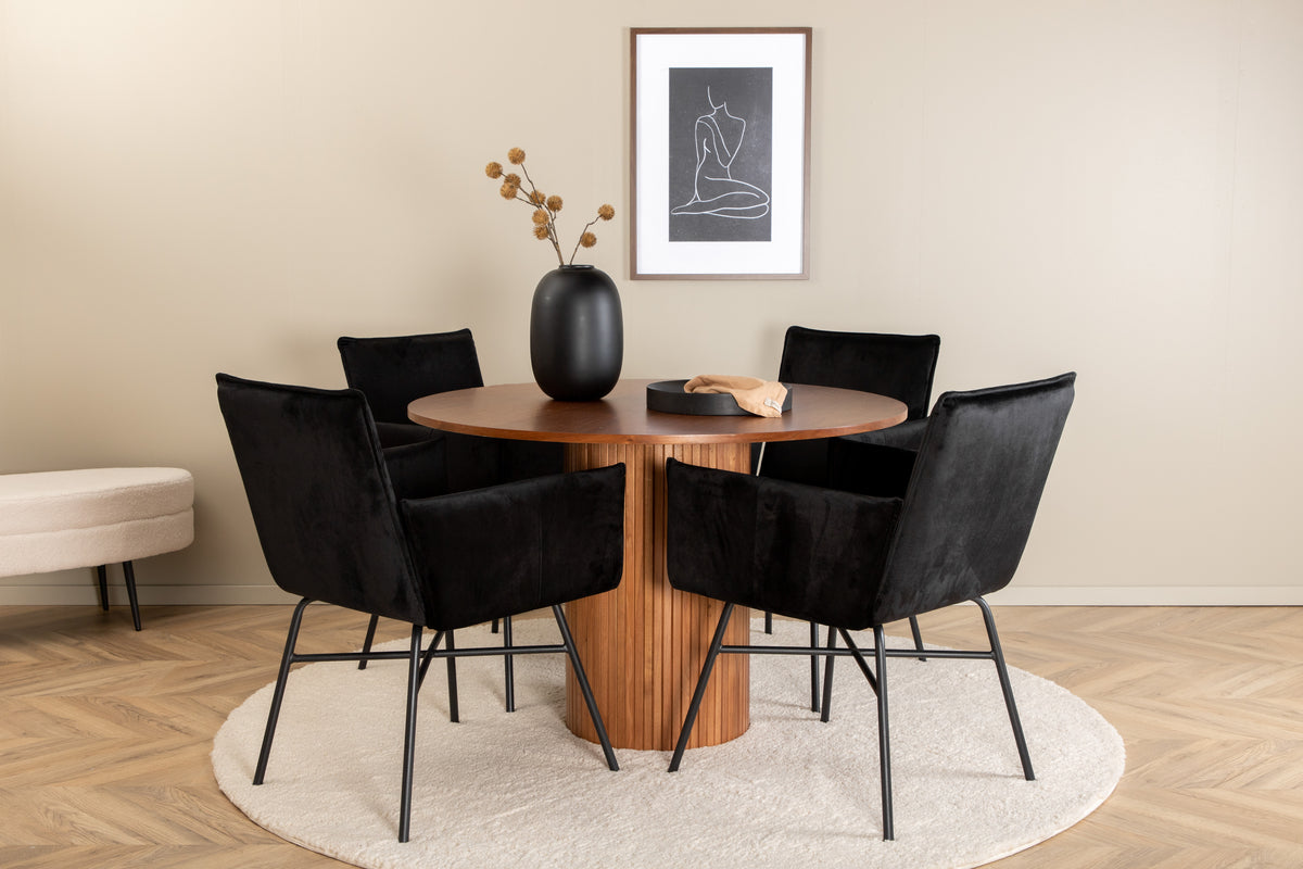 Venture Design Petra & Bianca Matstolar Svart + Matbord ⌀110