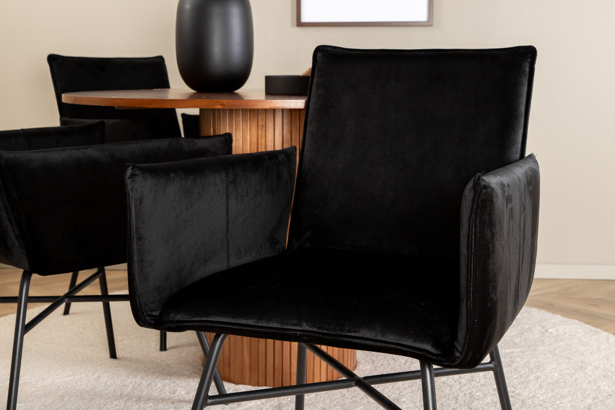 Venture Design Petra & Bianca Matstolar Svart + Matbord ⌀110