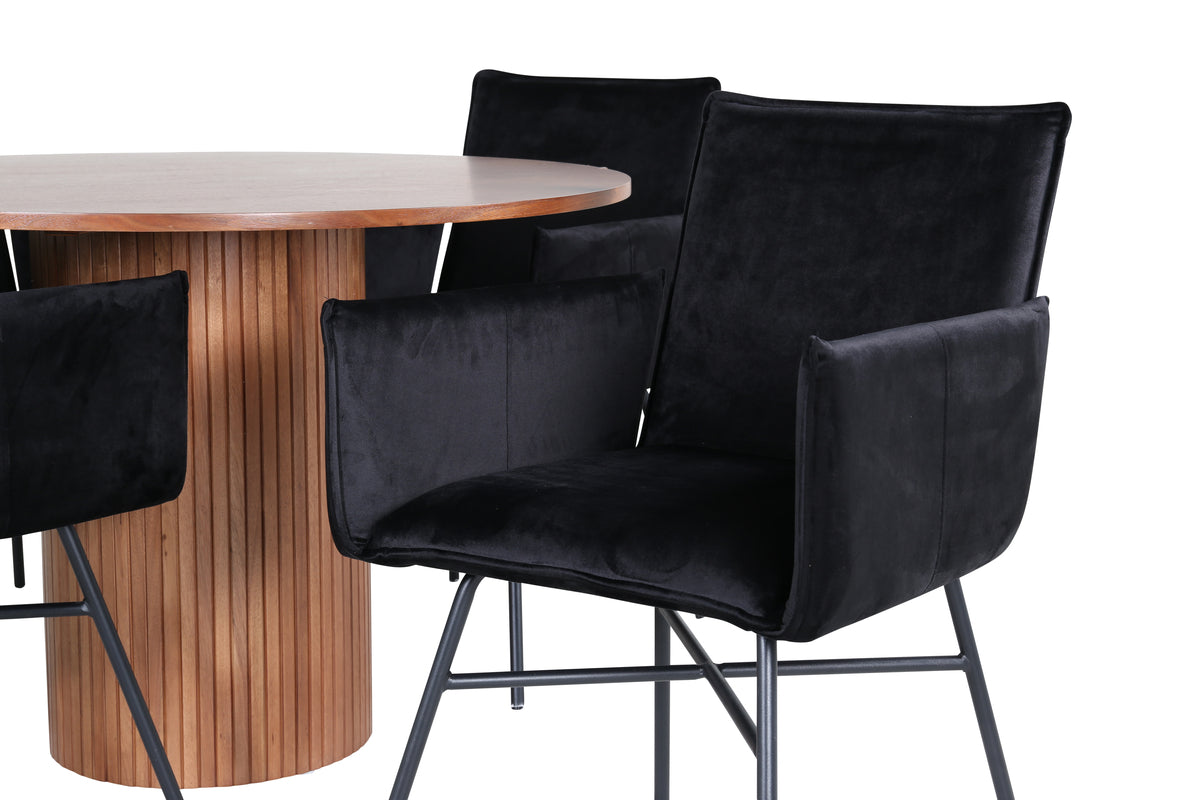 Venture Design Petra & Bianca Matstolar Svart + Matbord ⌀110