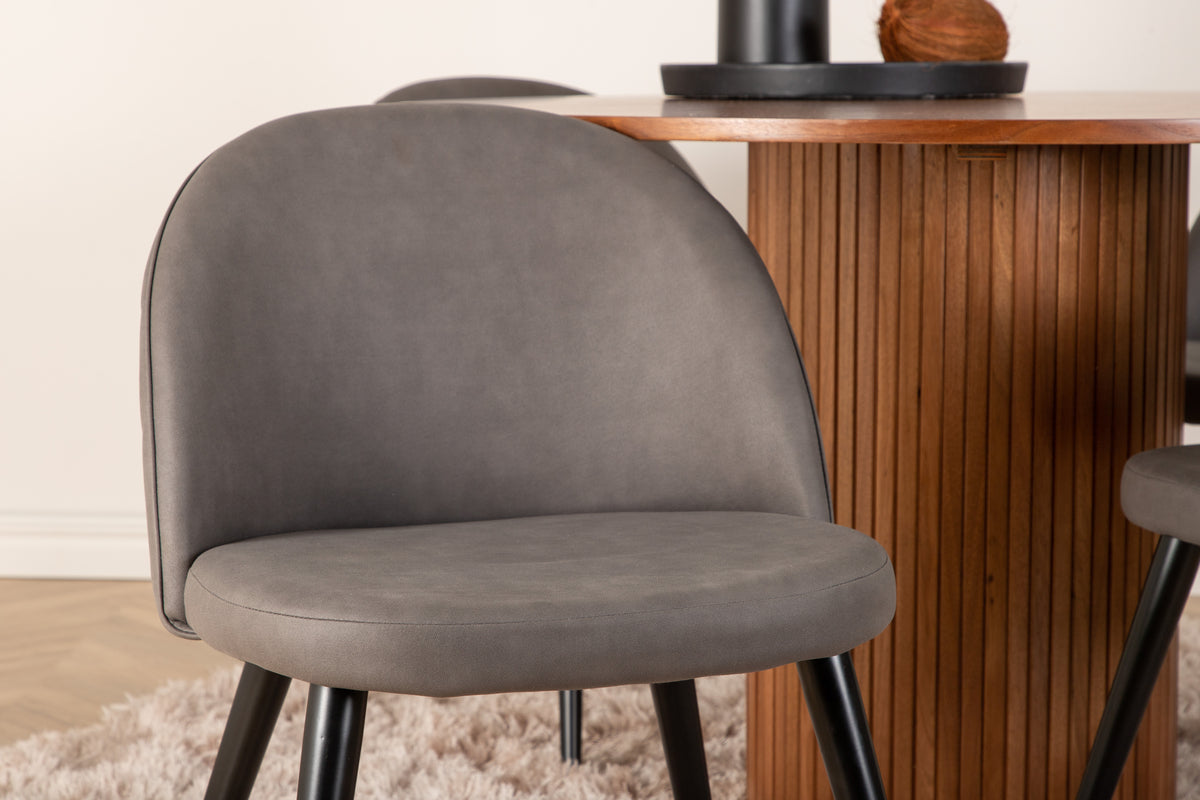 Venture Design Bianca & Velvet Matbord ⌀110 + Matstolar Grå