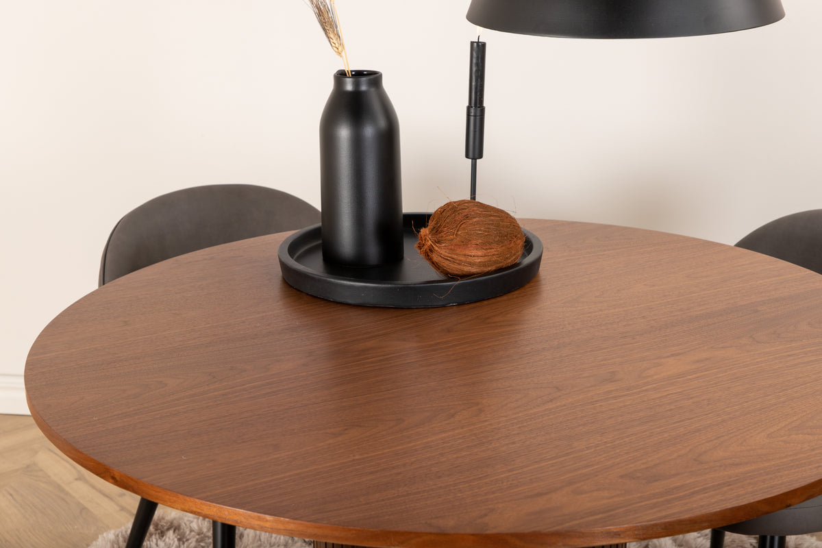 Venture Design Bianca & Velvet Matbord ⌀110 + Matstolar Grå