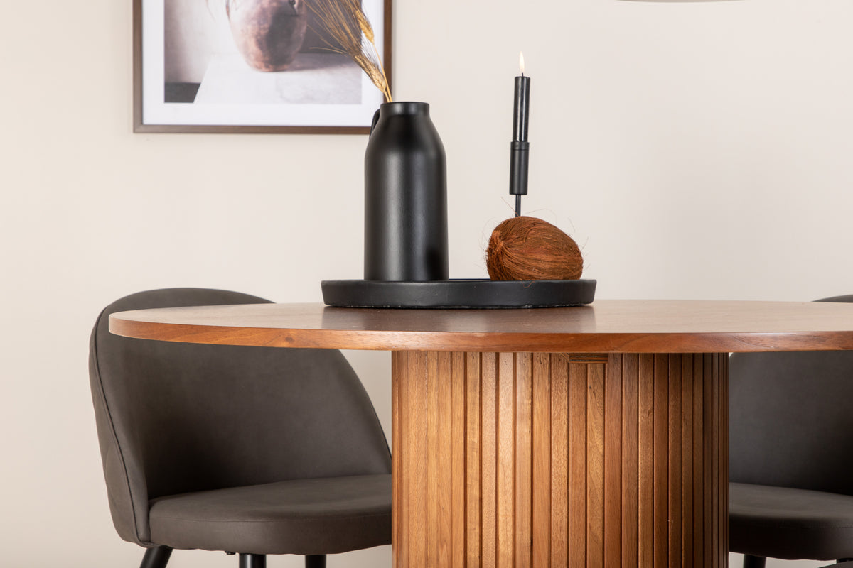 Venture Design Bianca & Velvet Matbord ⌀110 + Matstolar Grå