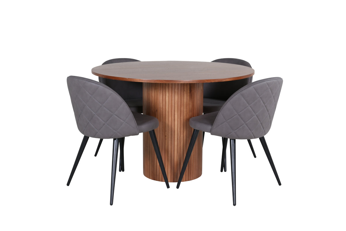 Venture Design Bianca & Velvet Matbord ⌀110 + Matstolar Grå