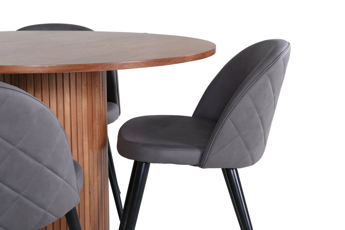 Venture Design Bianca & Velvet Matbord ⌀110 + Matstolar Grå