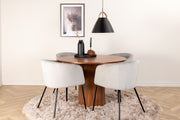 Venture Design Berit & Bianca Matstolar Grå + Runda Matbord ⌀110 Valnöt