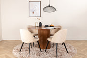 Venture Design Bianca & Velvet Runda Matbord ⌀110 Valnöt + Matstolar 2-pack Beige
