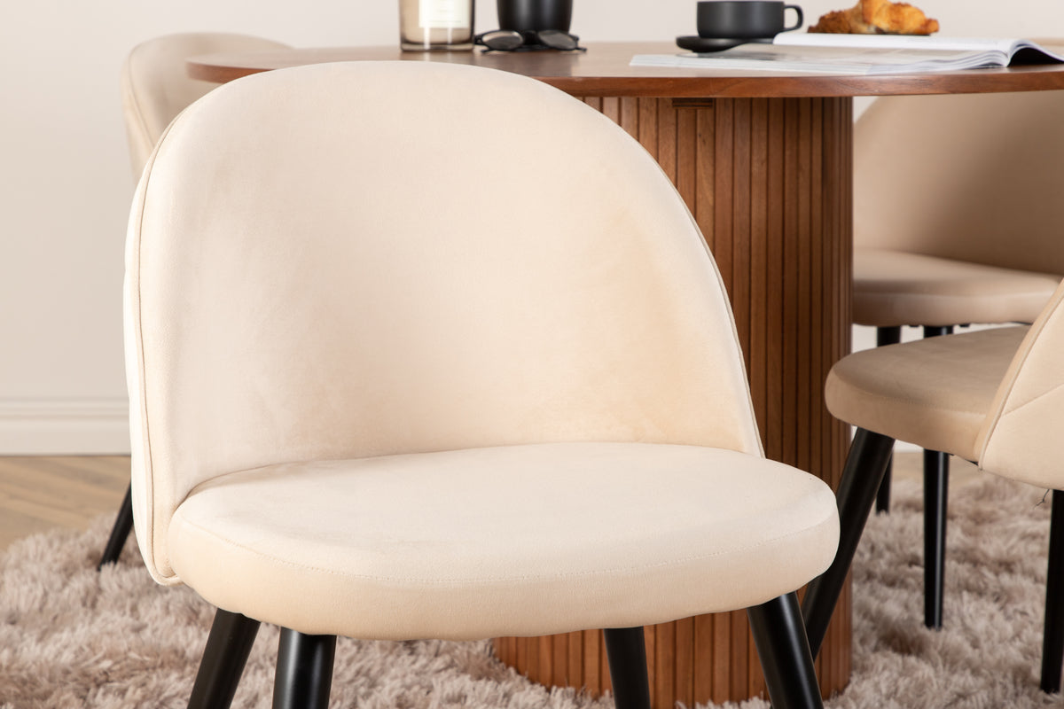 Venture Design Bianca & Velvet Runda Matbord ⌀110 Valnöt + Matstolar 2-pack Beige