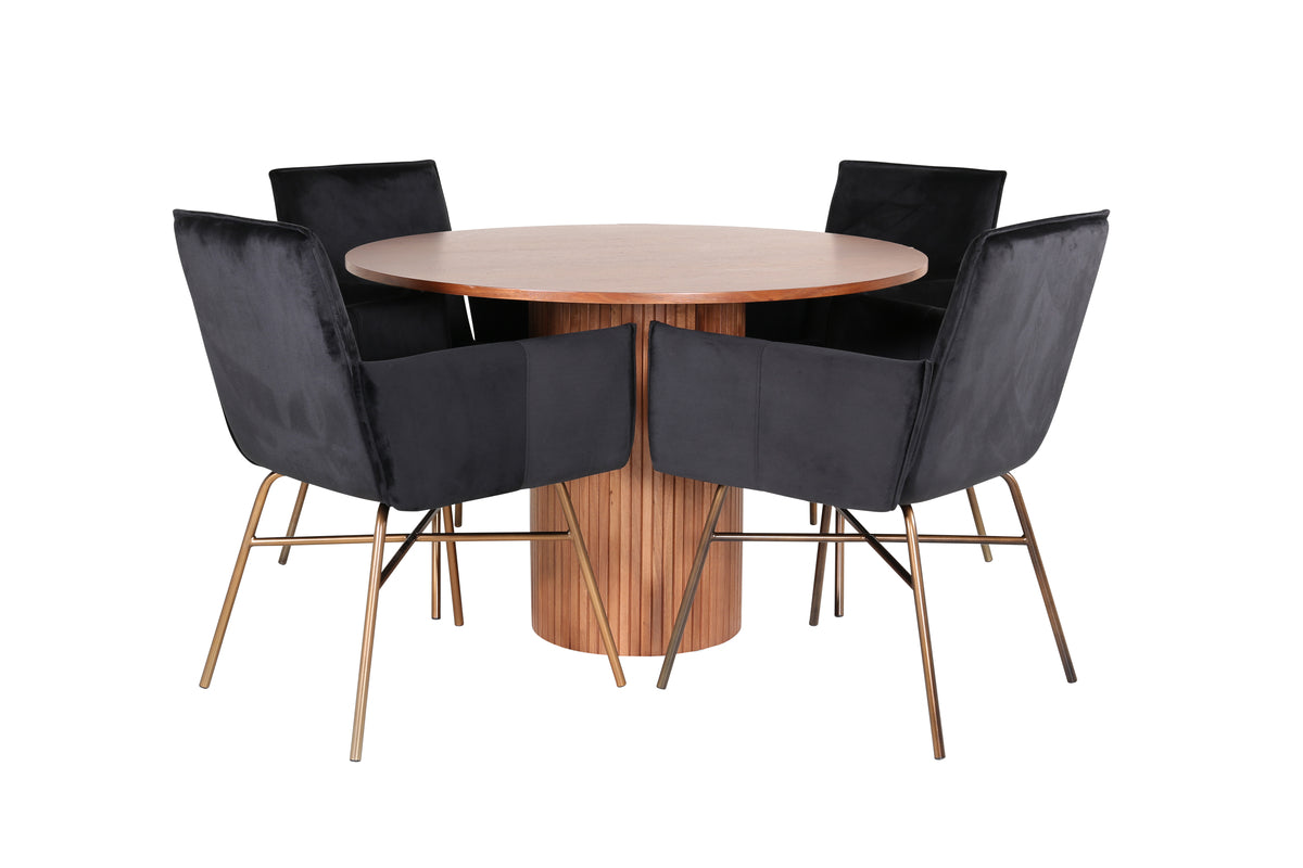 Venture Design Petra & Bianca Matstolar Svart + Matbord ⌀110