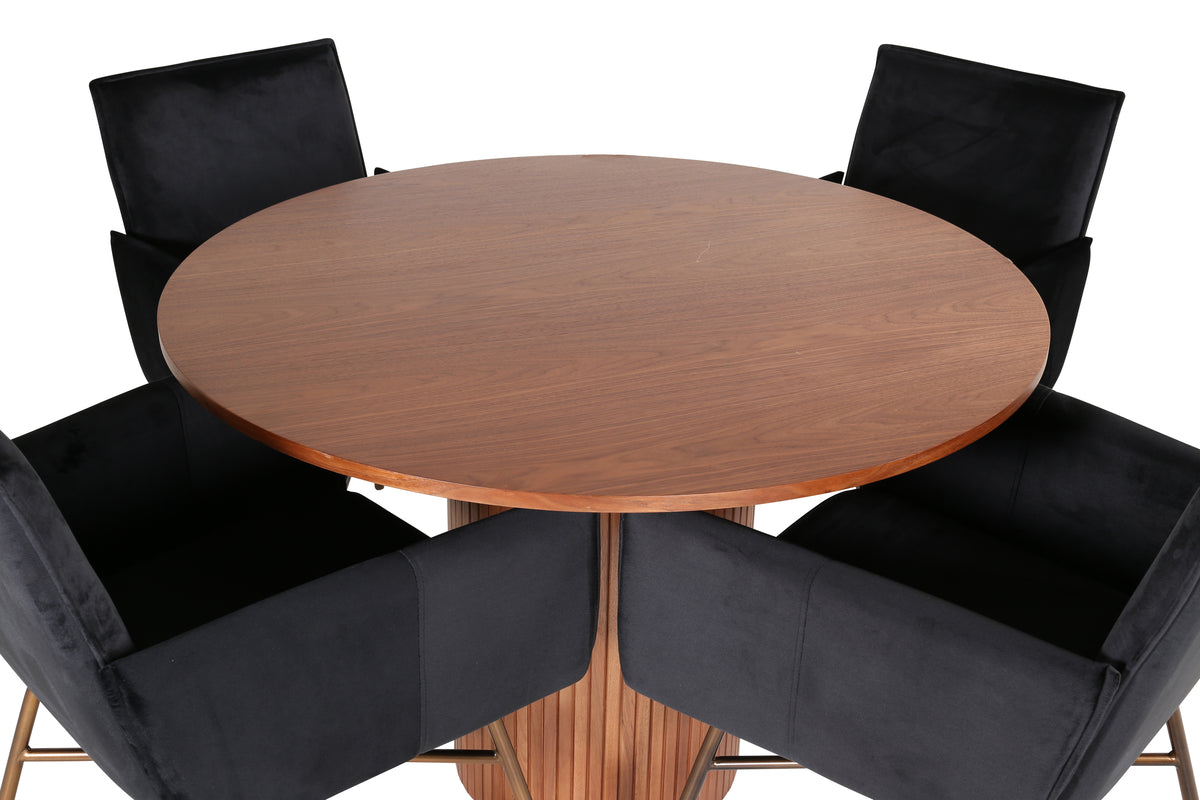 Venture Design Petra & Bianca Matstolar Svart + Matbord ⌀110