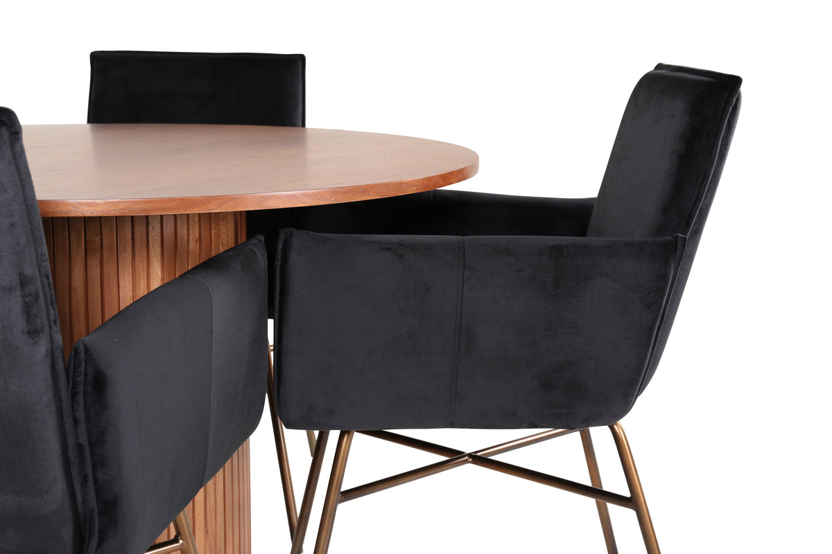 Venture Design Petra & Bianca Matstolar Svart + Matbord ⌀110