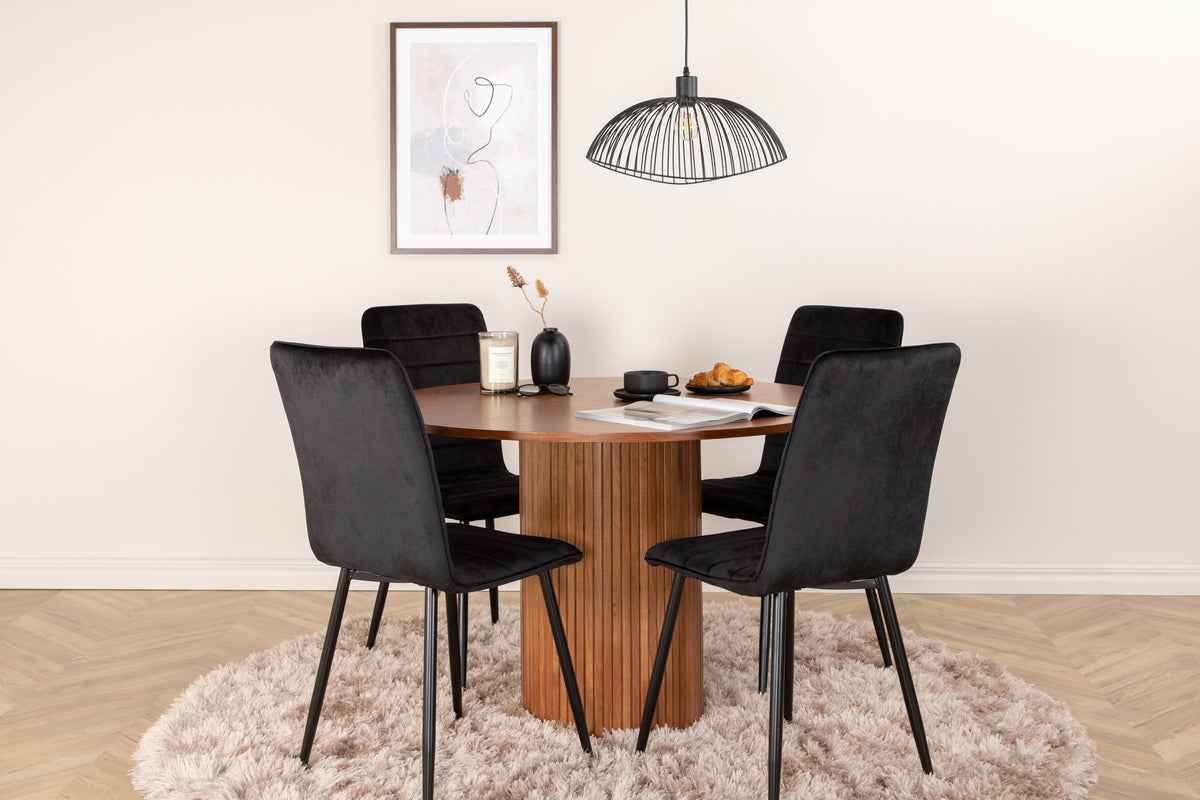Venture Design Bianca & Windu Runda Matbord ⌀110 Valnöt + Matstolar 2-pack Svart