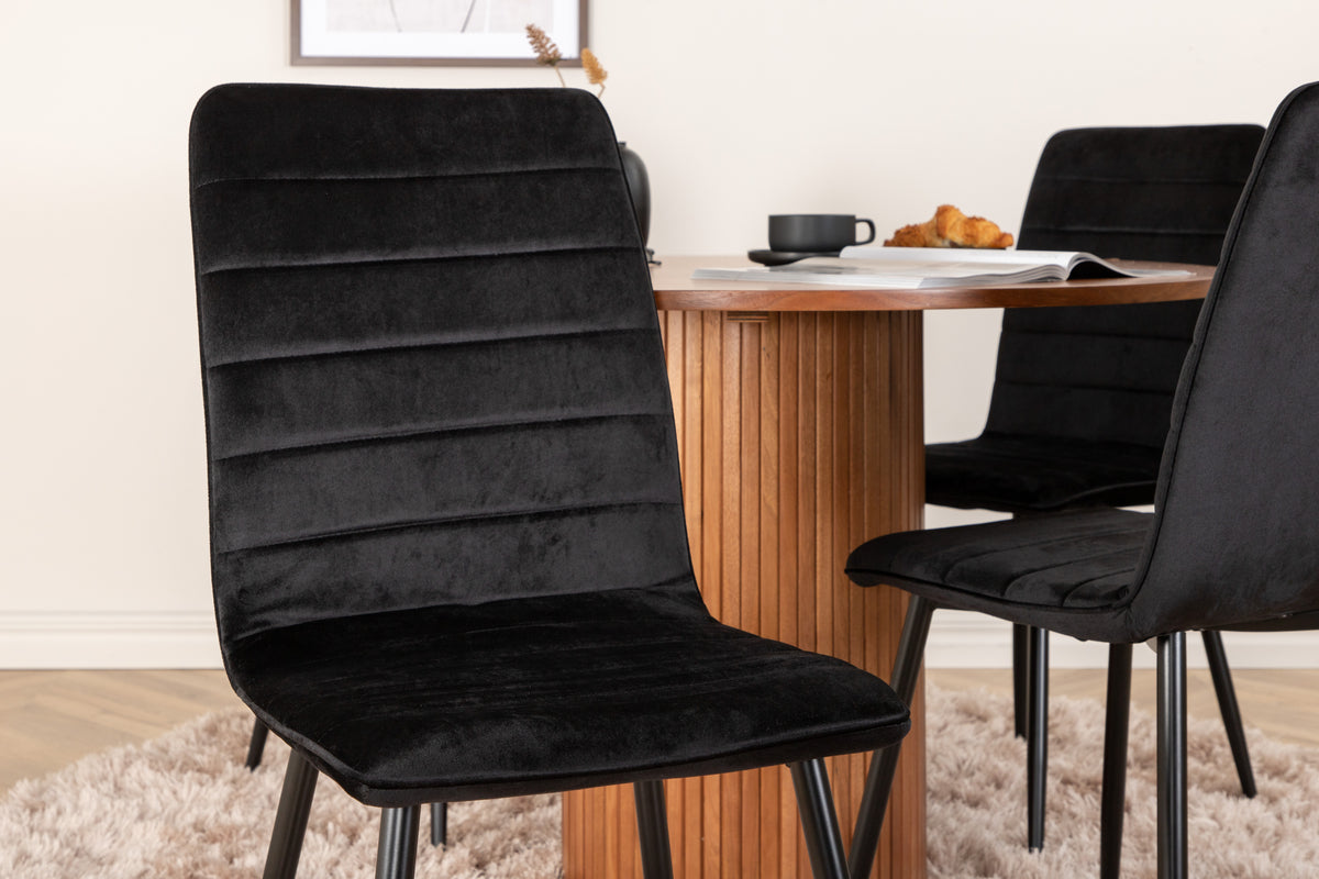Venture Design Bianca & Windu Runda Matbord ⌀110 Valnöt + Matstolar 2-pack Svart