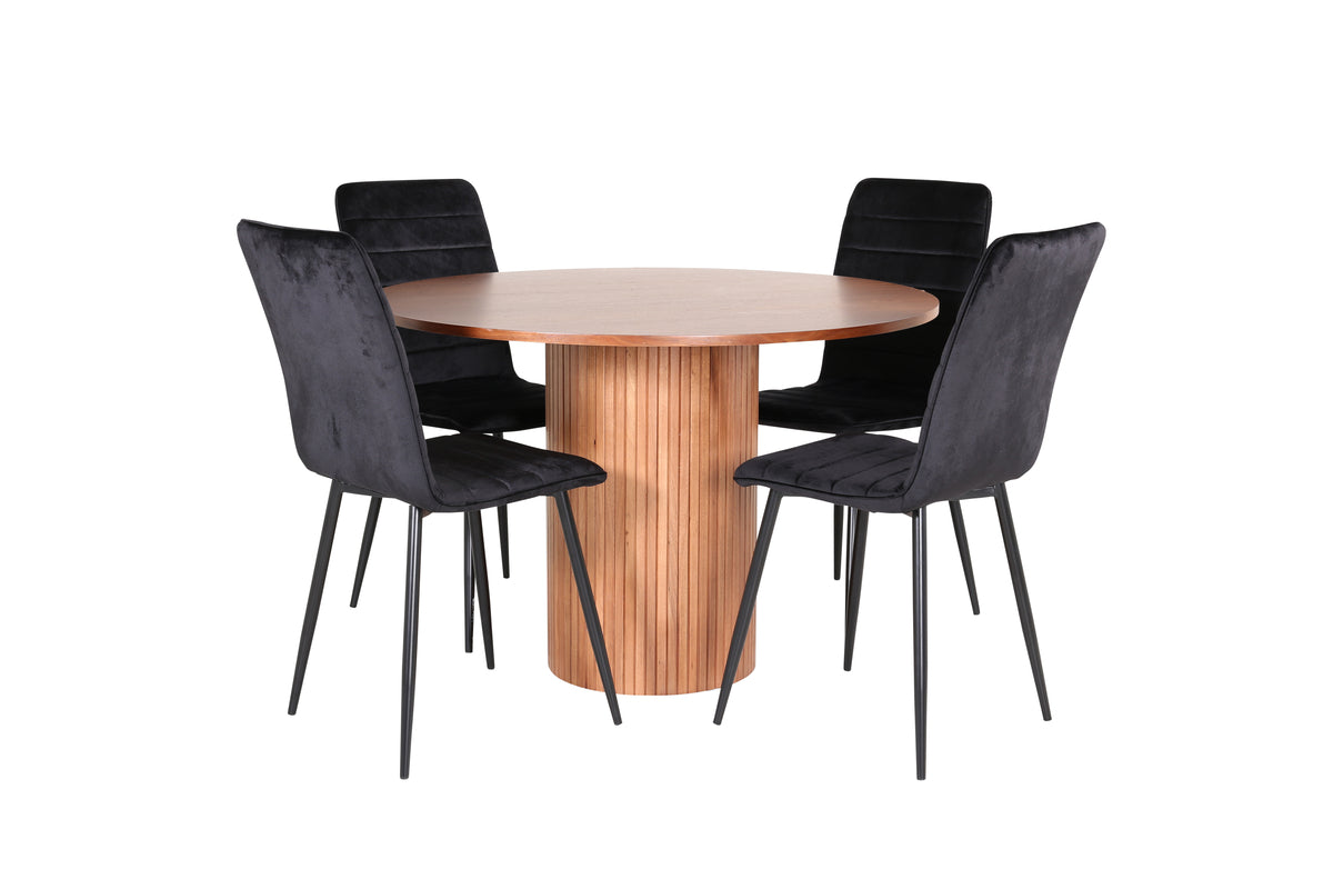 Venture Design Bianca & Windu Runda Matbord ⌀110 Valnöt + Matstolar 2-pack Svart