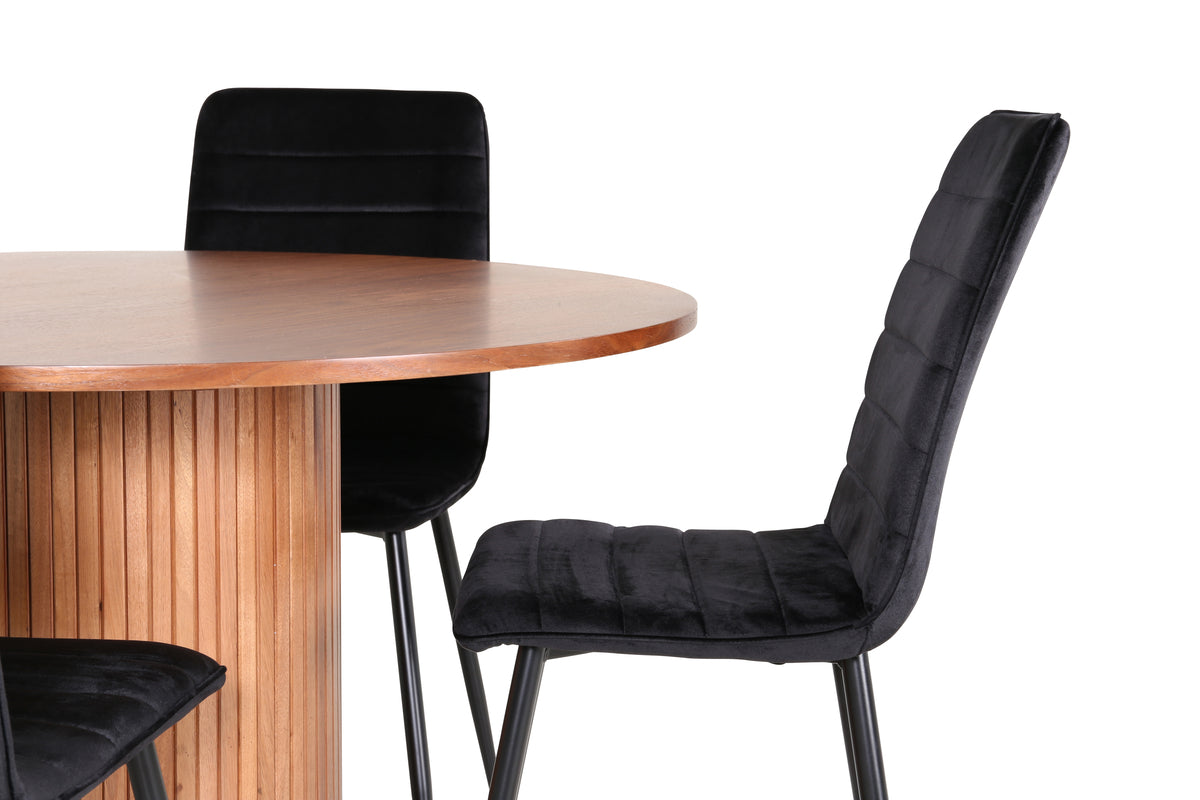 Venture Design Bianca & Windu Runda Matbord ⌀110 Valnöt + Matstolar 2-pack Svart