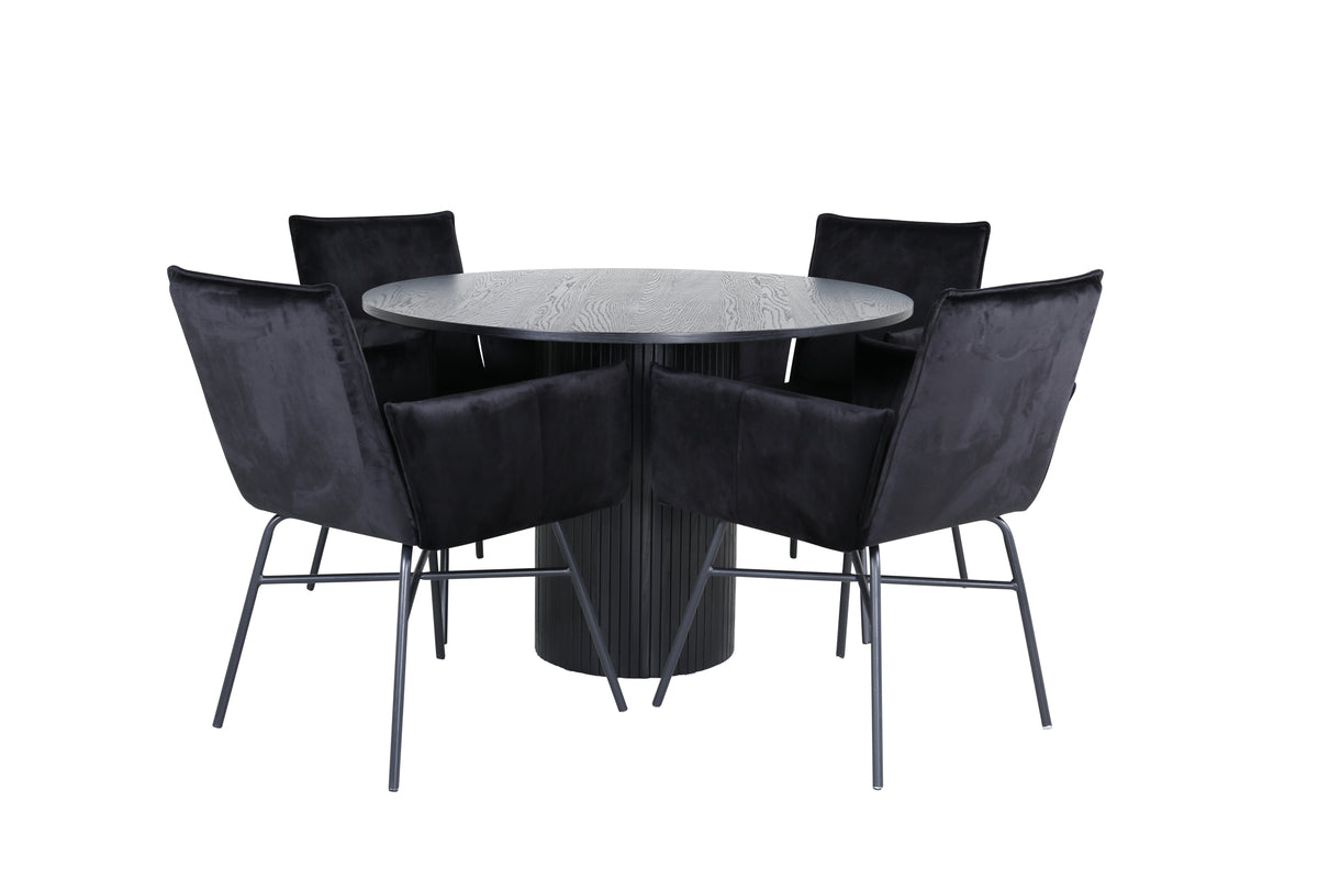 Venture Design Petra & Bianca Matstolar Svart + Matbord ⌀110