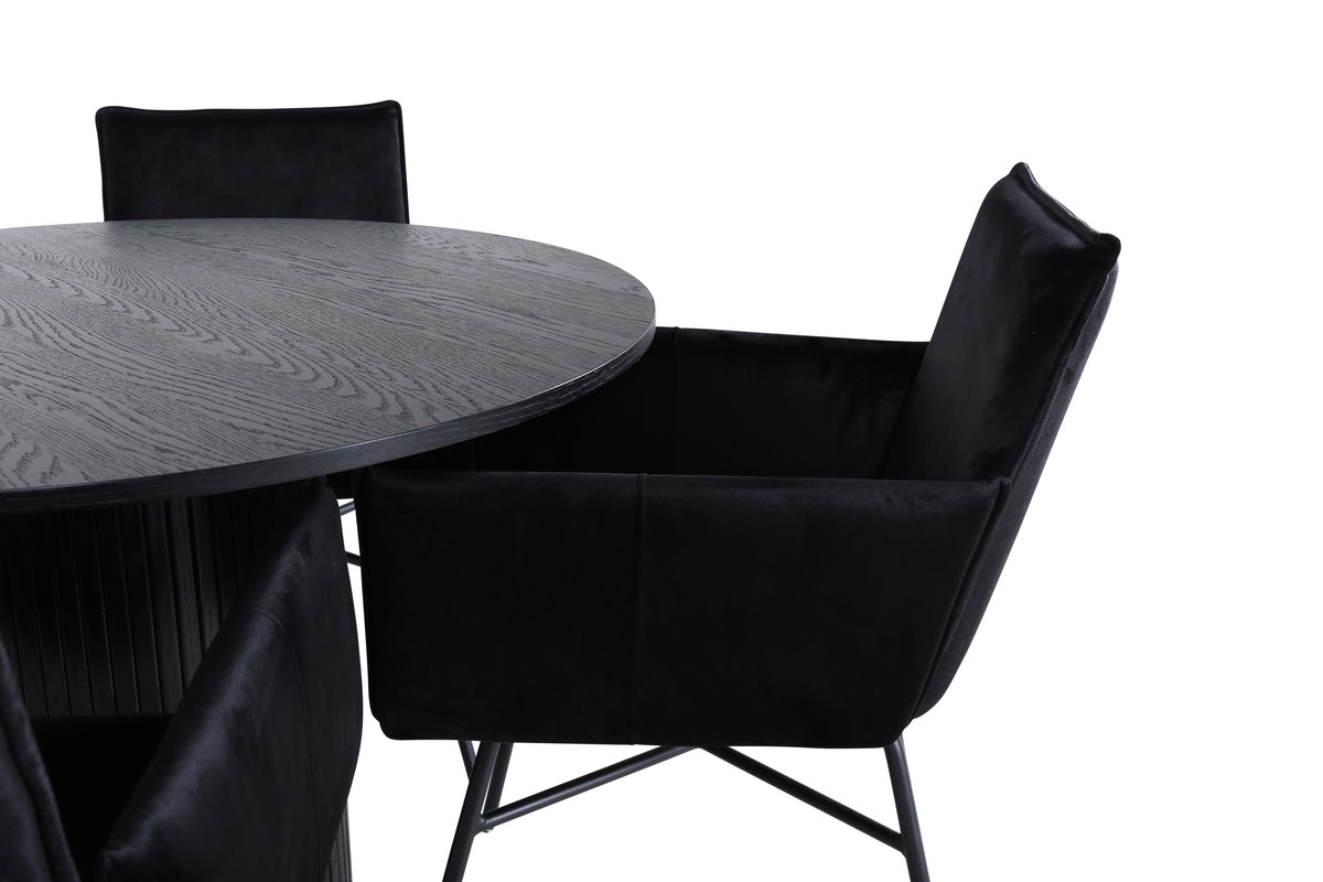 Venture Design Petra & Bianca Matstolar Svart + Matbord ⌀110