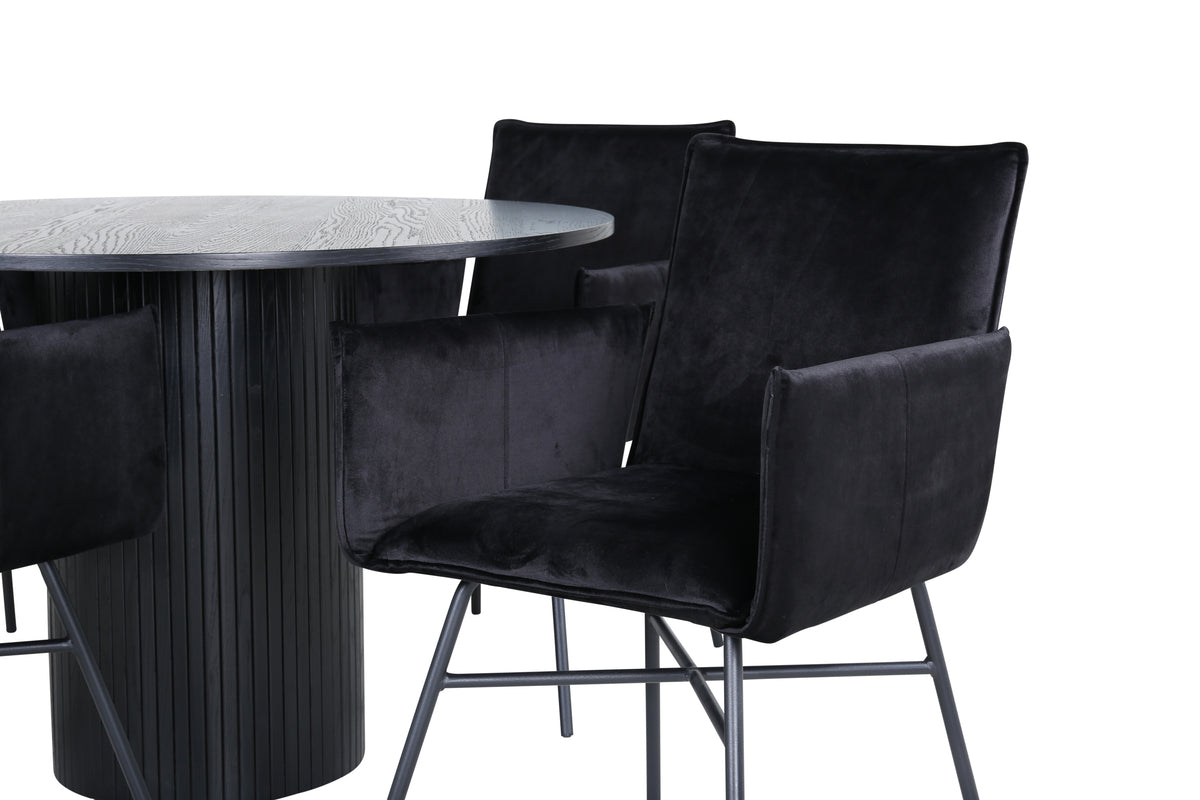 Venture Design Petra & Bianca Matstolar Svart + Matbord ⌀110